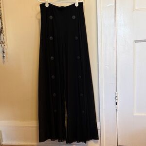 Black Sailor Pant With Button Trim